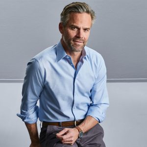Long sleeve easycare tailored Oxford shirt - midweight (tailored fit)