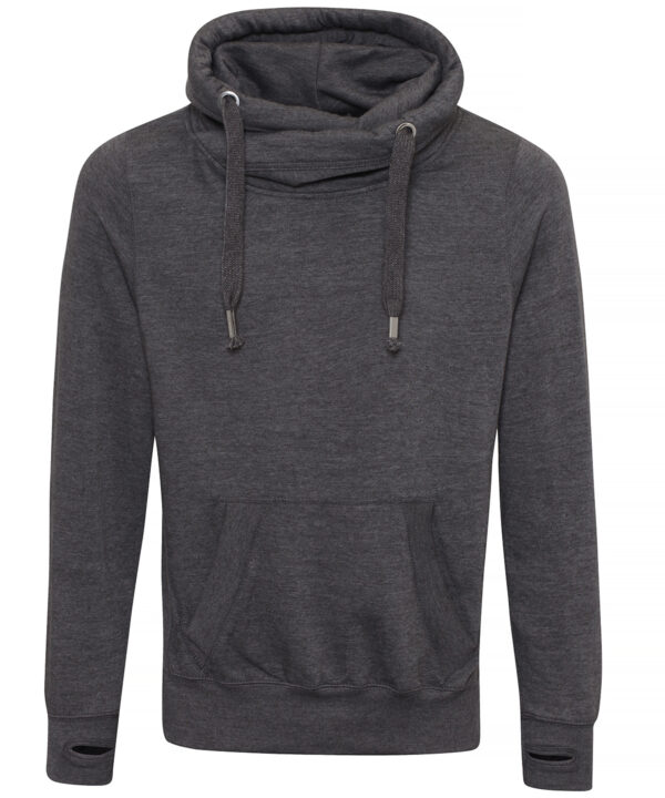 Cross Neck Hoodie - Heavyweight Cotton/Polyester - Kangaroo Pockets Double Fabric Hood - Image 4