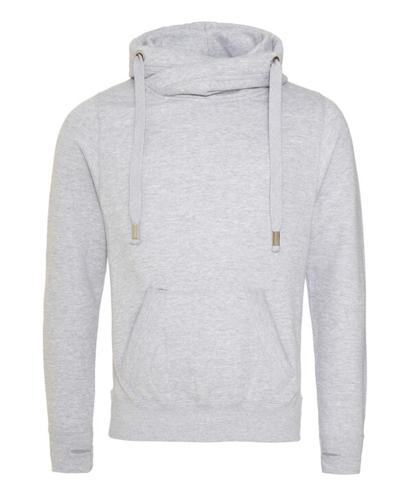 Cross Neck Hoodie - Heavyweight Cotton/Polyester - Kangaroo Pockets Double Fabric Hood - Image 3