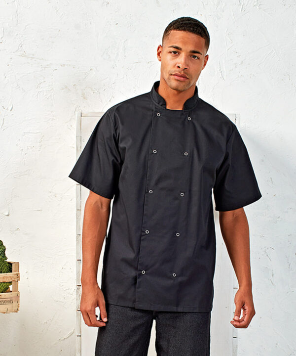 Studded Front Short Sleeve Chef's Jacket - Image 2