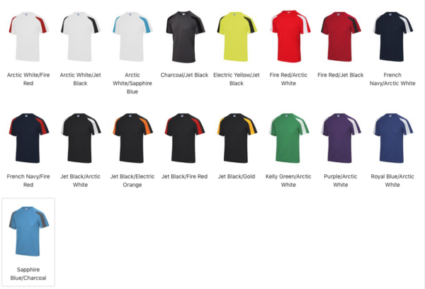 Lightweight Polyester Contrast Cool T - Unisex Fit Contrast Shoulder Panels - Crew Neck Sports T-Shirt - 21 Colours - Image 3