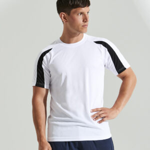 Lightweight Polyester Contrast Cool T - Unisex Fit Contrast Shoulder Panels - Crew Neck Sports T-Shirt - 21 Colours
