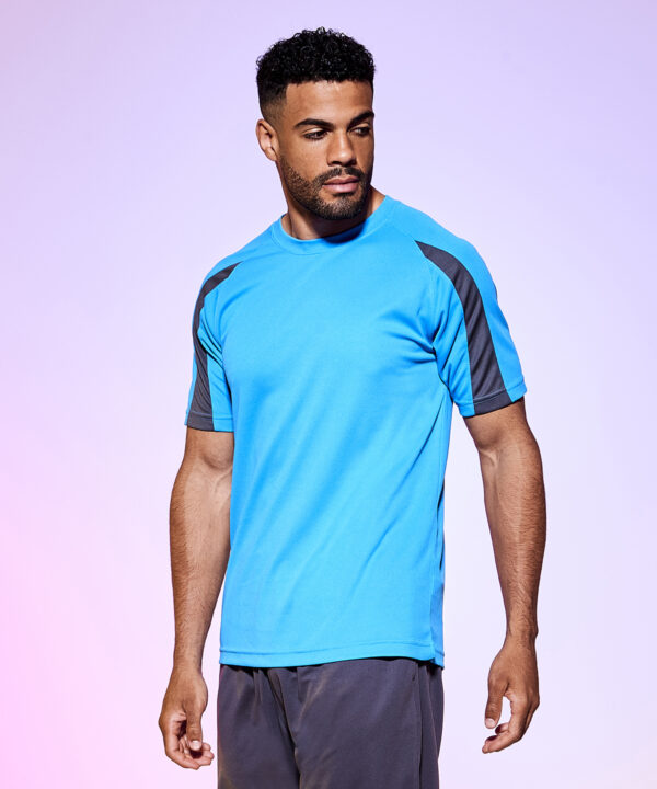 Lightweight Polyester Contrast Cool T - Unisex Fit Contrast Shoulder Panels - Crew Neck Sports T-Shirt - 21 Colours - Image 2