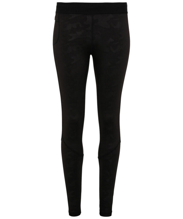 TriDri® Mens Training Leggings - Elasticated Gym Leggings - Black & Camo - Image 3